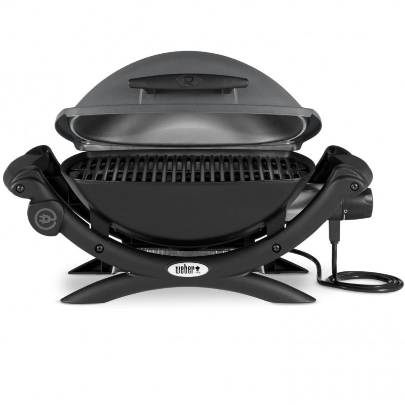 Gratar electric Weber Q1400 WB 52020079, 2200 W, 43x32 cm, Carcasa aluminiu turnat, Tava grasimi, Gri