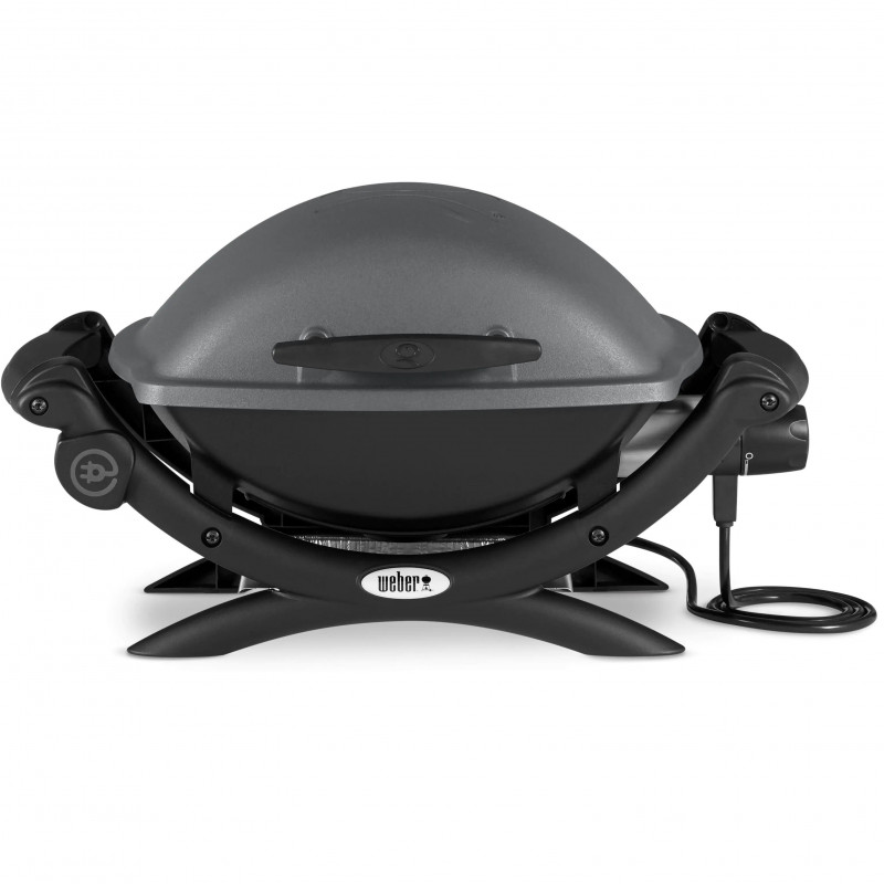 Gratar electric Weber Q1400 WB 52020079, 2200 W, 43x32 cm, Carcasa aluminiu turnat, Tava grasimi, Gri