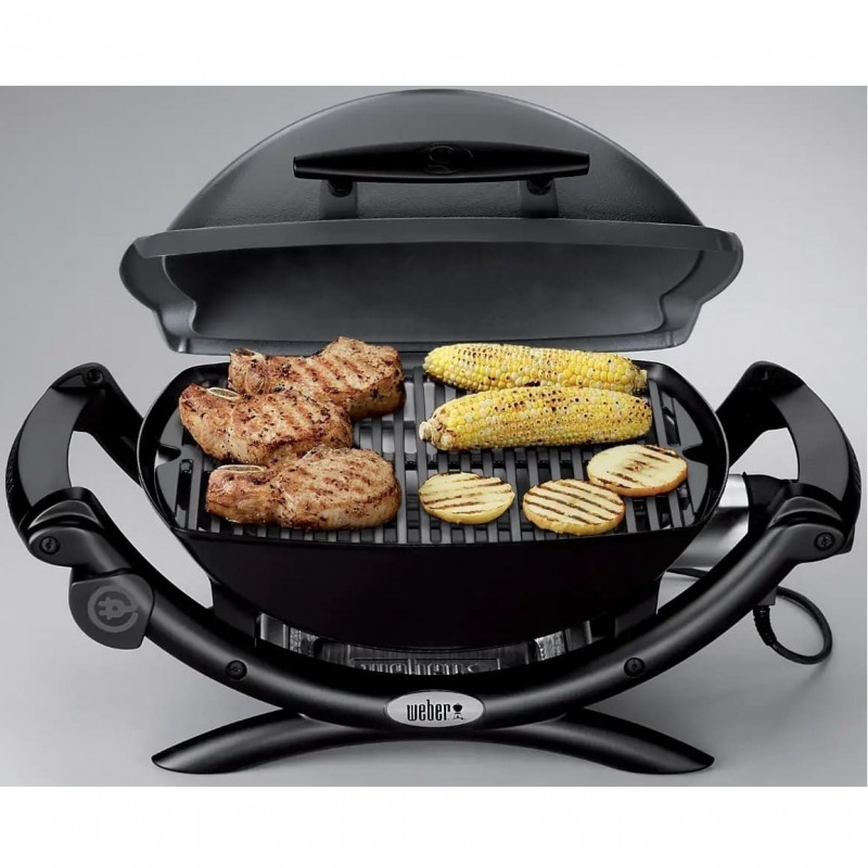 Gratar electric Weber Q1400 WB 52020079, 2200 W, 43x32 cm, Carcasa aluminiu turnat, Tava grasimi, Gri