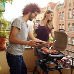 Gratar electric Weber Q2400 WB 55020879, 2200 W, 55x39 cm, Aluminiu turnat, Tava grasimi, Negru