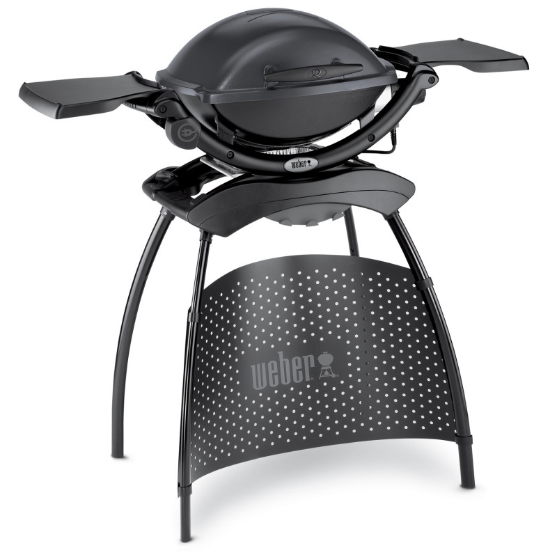 Gratar electric Weber Q2400 WB 55020879, 2200 W, 55x39 cm, Aluminiu turnat, Tava grasimi, Negru