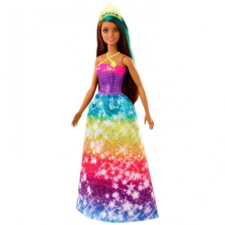 Papusa Barbie Dreamtopia, 29 cm, corset stralucitor si fusta colorata, Multicolor