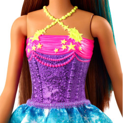 Papusa Barbie Dreamtopia, 29 cm, corset stralucitor si fusta colorata, Multicolor