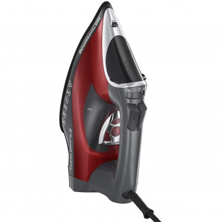 Russell Hobbs One Temperature Iron 25090-56, 2600 W, Placă ceramică, O temperatură optimă, Autocurățare, 0.35 l, Roșu/negru