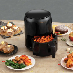 Friteuza cu aer cald AirFryer Russell Hobbs SatisFry 26500-56, 1100 W, 1.8 L, Timer, Touch Screen, Reglare temperatura, Negru