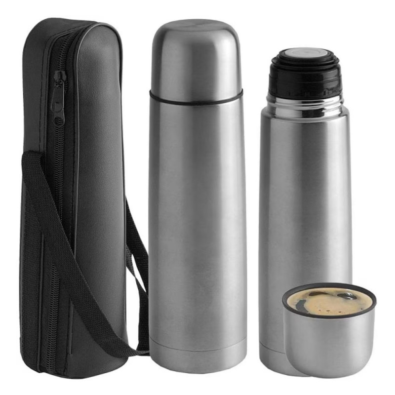 Thermos Rosberg R52010B , 500 ml, Pereti dubli, Husa si ceasca, Inox