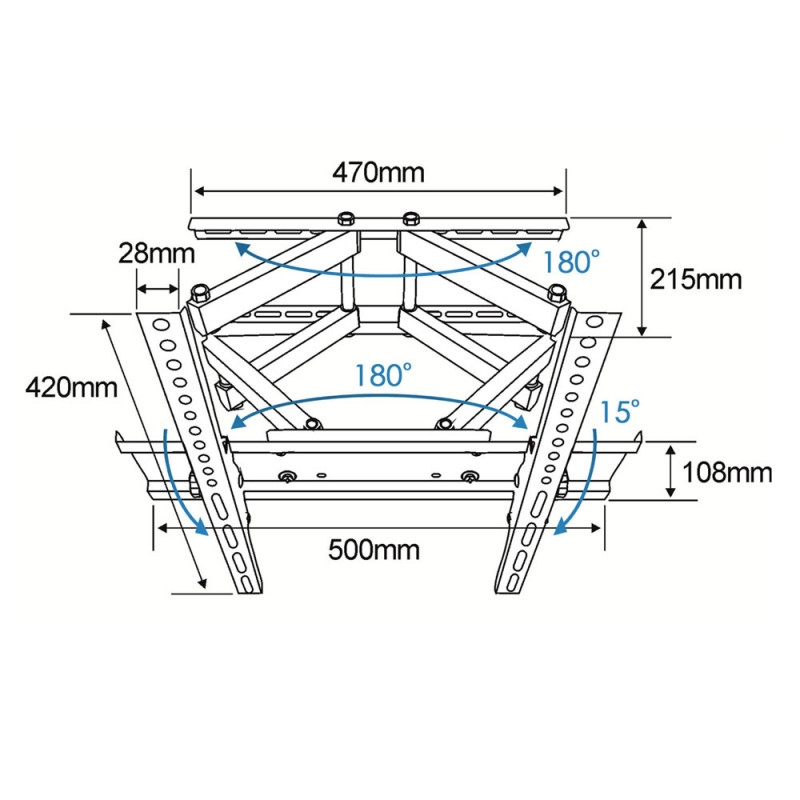 Suport TV de perete Esperanza ERW004, 26-70 inch, Max 55 kg, Vesa 400x400, Negru