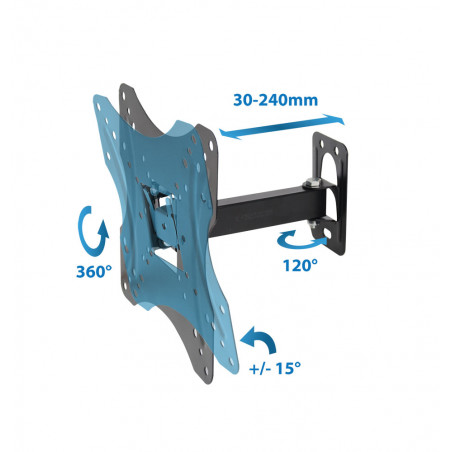 Suport TV de perete Esperanza ERW015, 26-70 inch, Max 30 kg, Vesa 400x400, Negru