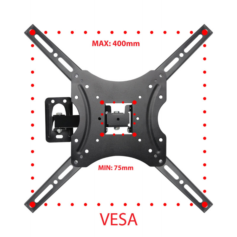 Suport TV de perete Esperanza ERW015, 26-70 inch, Max 30 kg, Vesa 400x400, Negru