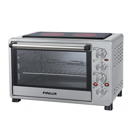 Cuptor electric cu plita ceramica Finlux FCO-42SRL, 42 L, Functionare concomitenta cuptor si plita, Rotisor, Inox