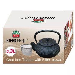 Ceainic din fonta Kinghoff KH 1817, 300 ml, Sita, Inductie, Negru