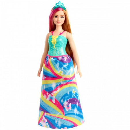 Papusa Barbie Dreamtopia, 29 cm, corset stralucitor si fusta colorata, Multicolor