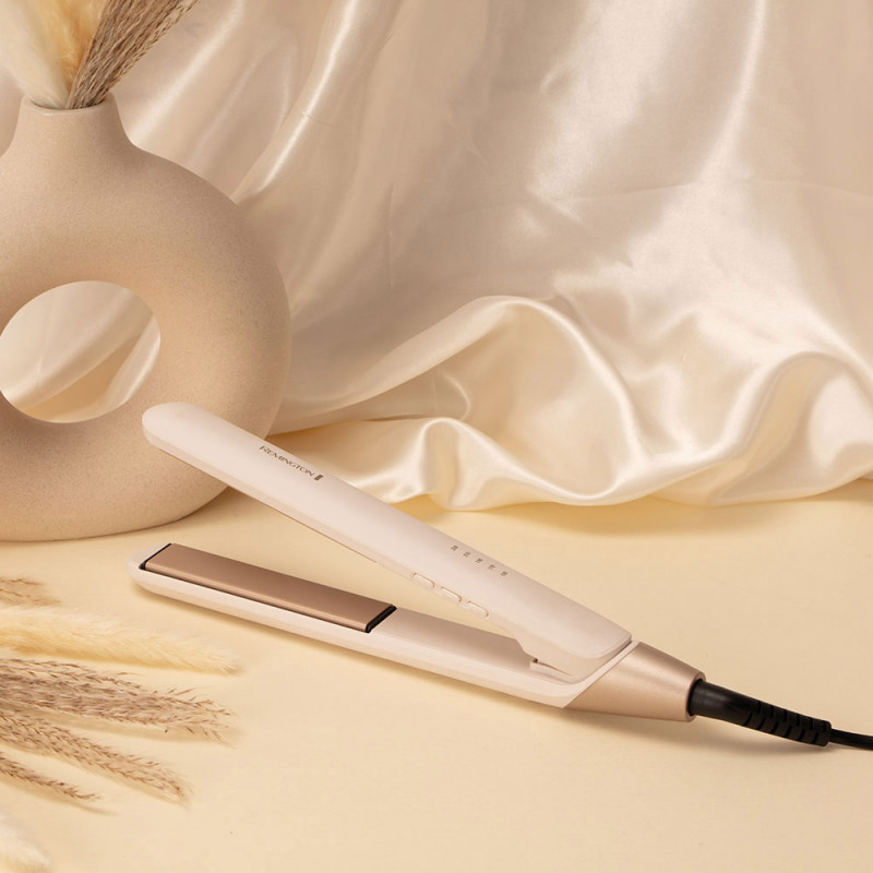 Placa pentru indreptat parul Remington S4740 Shea Soft, Acoperire ceramica, Turbo Boost functie, LED display, Roz