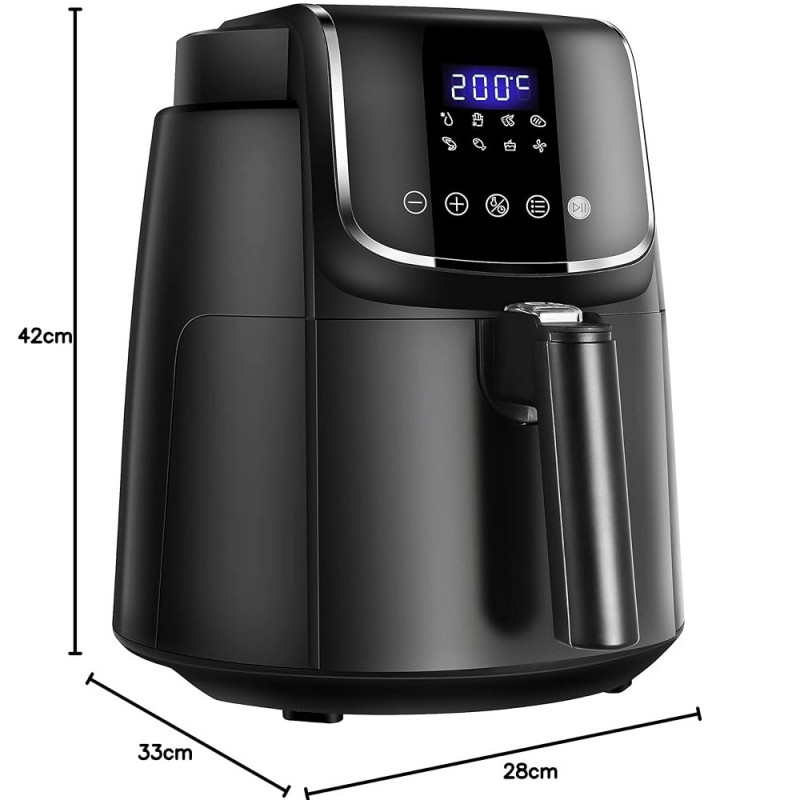 Friteuza cu aer cald Midea MF-CN35C2, 1500W, Digital, 8 programe, 3.5 L, Timer, Negru