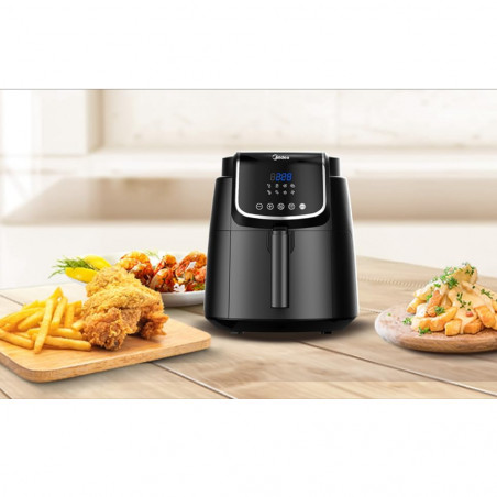 Friteuza cu aer cald Midea MF-CN35C2, 1500W, Digital, 8 programe, 3.5 L, Timer, Negru