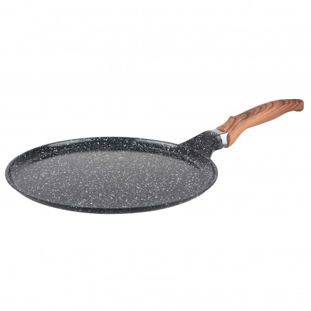 Tigaie pentru clatite/pizza Goldmann GM-1128, 28 cm, Acoperire marmura, Inductie, Negru