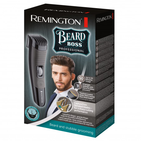 Trimmer pentru barba Remington MB4131, СAuto-ascutire, LED, Utilizare cu sau fara cablu, USB, Negru