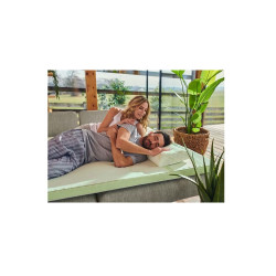 Topper Dormeo Nature Aloe Vera II D110081454, 5cm, 120x200cm, Spuma 3D Orthocell, CleanEffect, AirX System, Anti-alunecare, Alb/verde