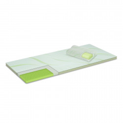 Topper Dormeo Nature Aloe Vera II D110081458, 5cm, 160x200cm, Spuma 3D Orthocell, CleanEffect, Sistem AirX, Anti-alunecare, Alb/verde