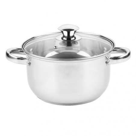 Oala Rosberg R51210O26, 6.3 L, 26x14.5 cm, Capac din sticla, Inox