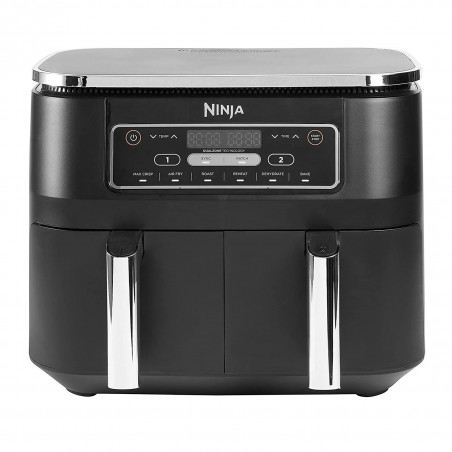 Friteuza cu aer cald Ninja AF300EU, 2470W, 7.6 L, 6 programe, 2 zone de gatit independent, Negru