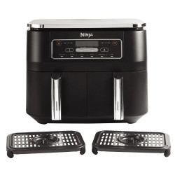 Friteuza cu aer cald Ninja AF300EU, 2470W, 7.6 L, 6 programe, 2 zone de gatit independent, Negru