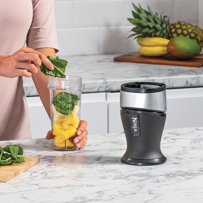 Blender vertical Ninja NINJA QB3001EUS, 700W, 2x470 ml, 18000 rpm, Fructe intregi, Negru/Gri