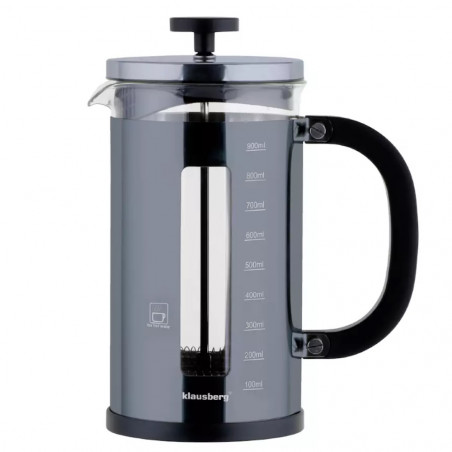 Infuzor pentru ceai/cafea Klausgerg KB 7704, 1 L, Sticla, Scala de masurare, Grafit/Gri