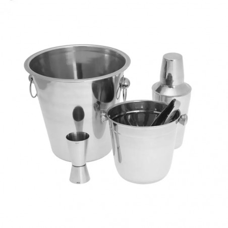 Set pentru cocktail Kinghoff KH 1389, 4 piese, Pahar masurare, Cleste, Inox