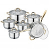 Set oale si tigaie Royalty Line RL-1231G, 12 piese, Baza multistrat, Inductie, Inox/Auriu