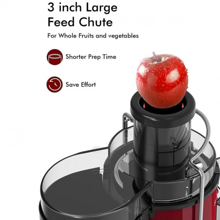 Storcator de fructe si legume  Royalty Line PJ-19001, 700 W, 2 viteze, 450 ml, Anti-picurare, Rosu