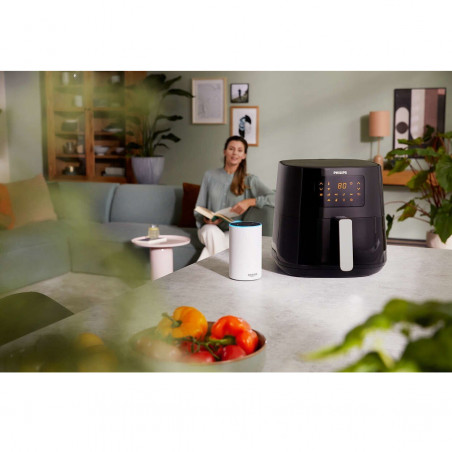 Friteuza cu aer cald Philips HD9280/70, 6.2L, 2000W, LED, 7 programe, Cu 90% mai putina grasime, Rapid Air, Negru