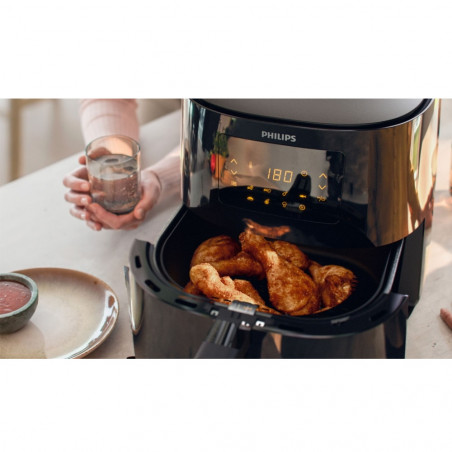 Friteuza cu aer cald Philips HD9280/70, 6.2L, 2000W, LED, 7 programe, Cu 90% mai putina grasime, Rapid Air, Negru