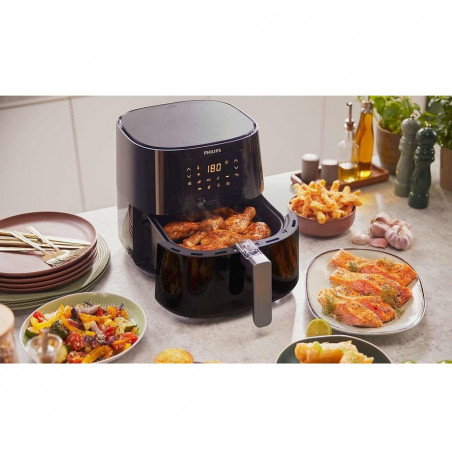 Friteuza cu aer cald Philips HD9280/70, 6.2L, 2000W, LED, 7 programe, Cu 90% mai putina grasime, Rapid Air, Negru