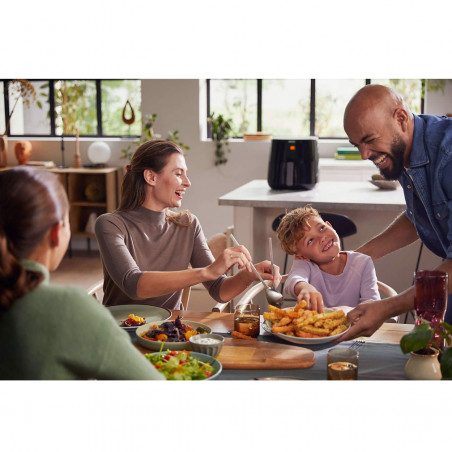 Friteuza cu aer cald Philips HD9280/70, 6.2L, 2000W, LED, 7 programe, Cu 90% mai putina grasime, Rapid Air, Negru