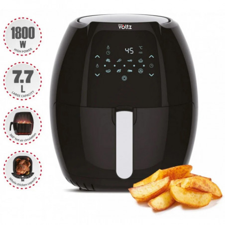 Friteuza cu aer cald Oliver Voltz OV51980F, 1800W, 7.7 L, 8 programe, Timer, Negru