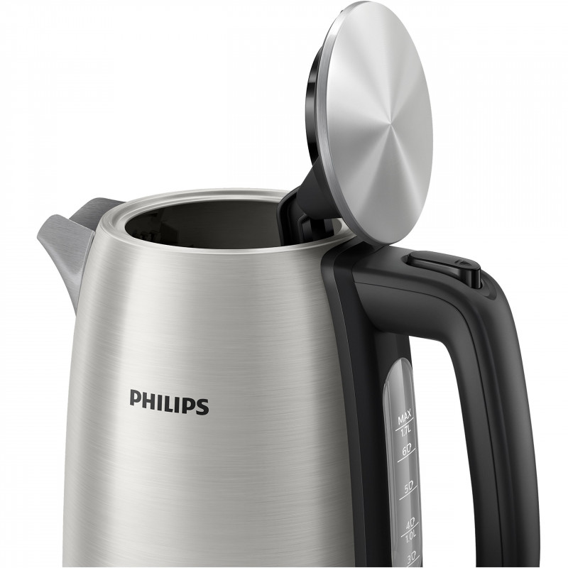 Cana electrica Philips Viva Collection HD9351 / 90, 2200W, 1.7 L, Metal, Oprire automata, Gri/Negru