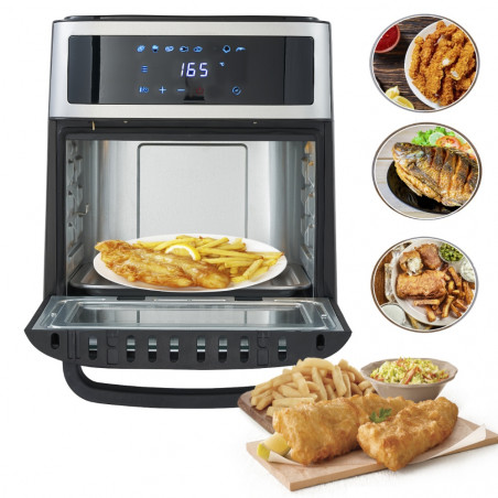 Friteuza/cuptor cu aer cald Air Fryer Adler AD 6309, 2500W, 13 L, 8 programe, Start intarziat, Inox/Negru