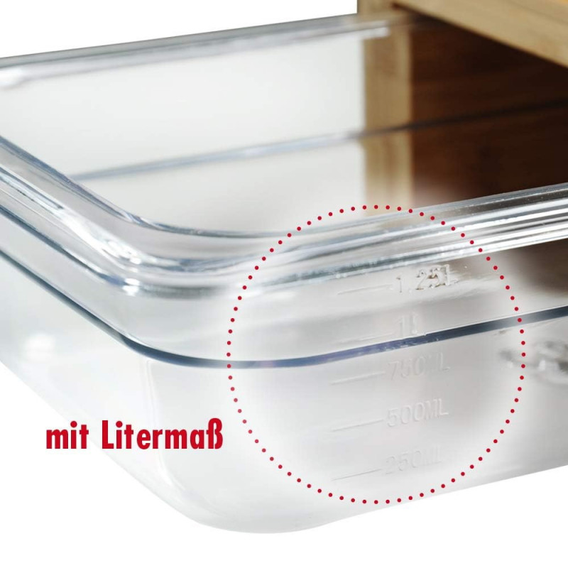 Tocator Kesper 58353, 40,5x27,5x8,5cm, Recipiente de depozitare, bambus, maro