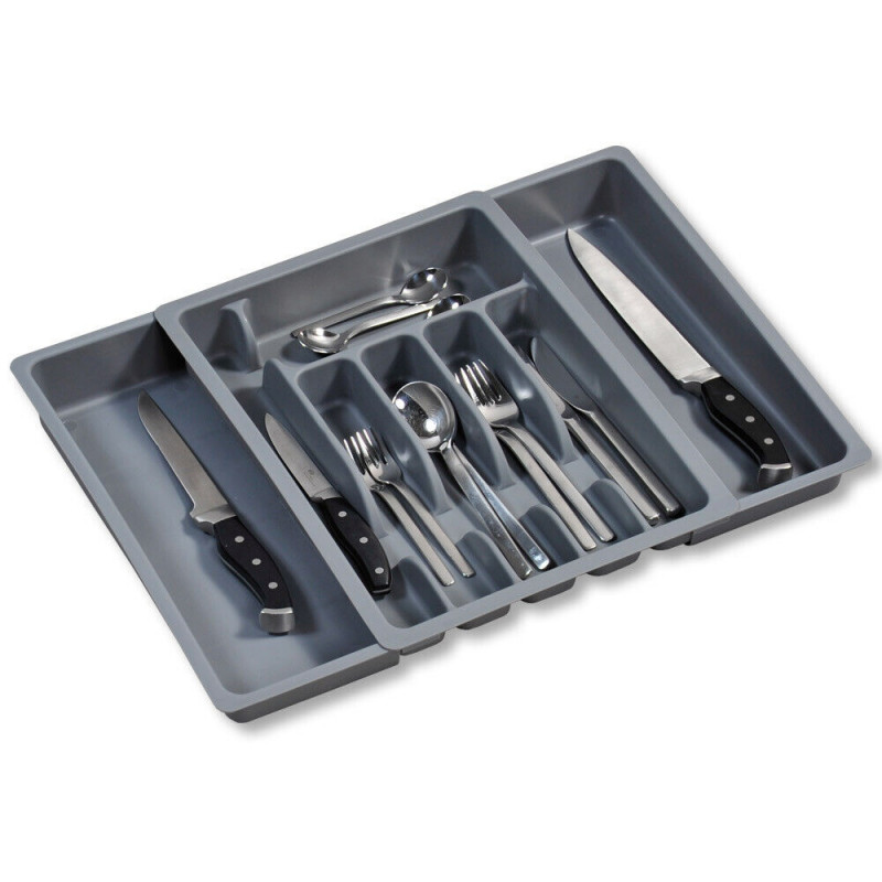 Organizator pentru tacamuri Kesper 30087, 29-50 cm, 8 compartimente, Gri