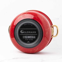 Oala Goldmann GM 8017-24R, 6.2 L, 24x15 cm, Email, Acoperire marmura, Inductie, Rosu