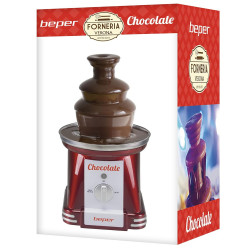 Fantana pentru ciocolata Beper P101CUD200, 90W, 750 ml, 3 nivele, Miscare si temperatura constanta, Rosu