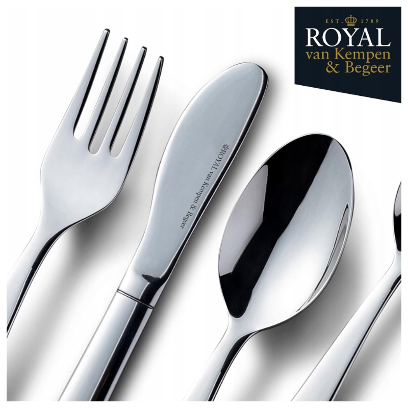 Set de tacаmuri pentru copii Royal van Kempen & Begeer CC004846-001, 4 buc, Design rotunjit, Inox