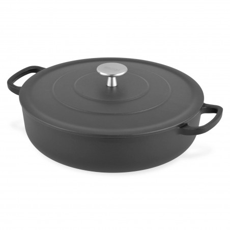 Cratita din fonta Royal van Kempen & Begeer, 4L, 28 cm, Emailata, Inductie, Neagra