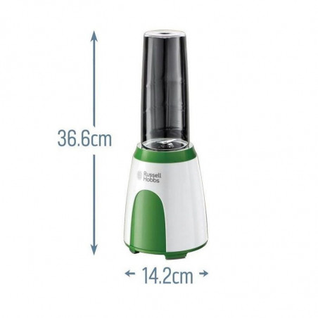 Blender Russell Hobbs Explore Mix & Go Cool 25160-56, 300 W, 600 ml, fără BPA, Otel inoxidabil, Design ergonomic, Alb/verde