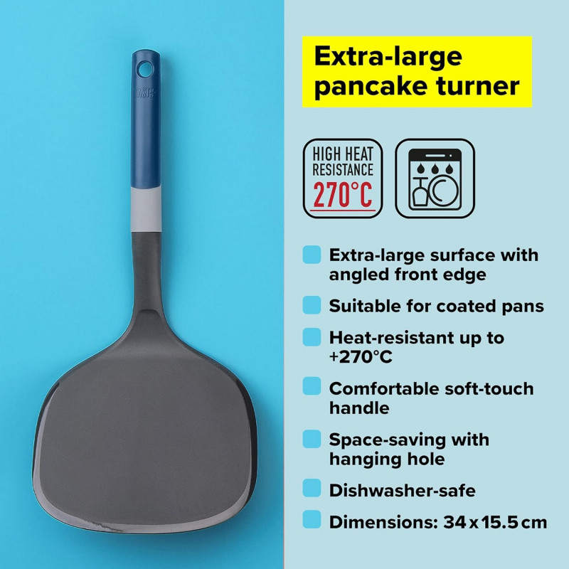 Spatula pentru clatite Tasty 678067, Maner moale, 34 cm, Plastic, Albastru