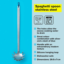 Lingura pentru spaghete Tasty 678165, Orificii pentru scurgere, 30 cm, Otel inoxidabil, Argintiu