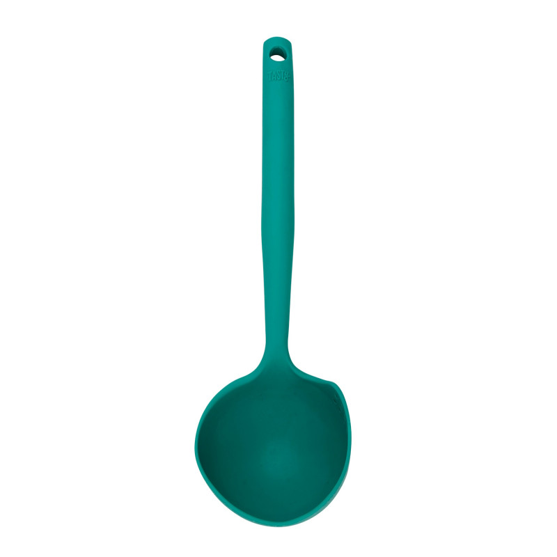 Polonic Tasty 678202, Orificii de scurgere, Maner moale, 30 cm, Silicon, Verde