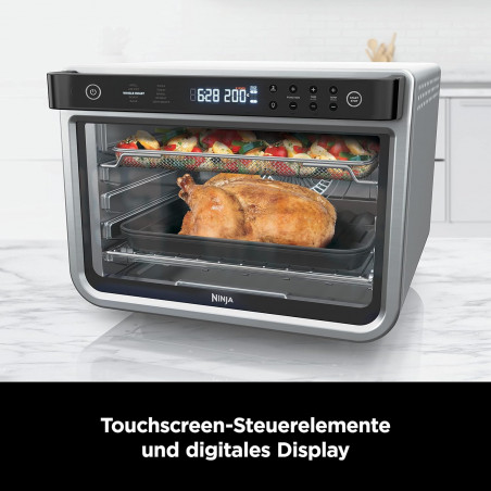 Cuptor multifunctional NINJA Foodi DT200EU, 2400W, 29L, 10in1, Timer, Convectie, Ecran tactil, Gatit uniform pe doua nivele, Inox/negru