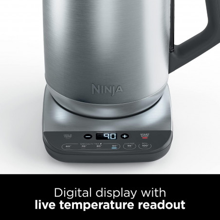 Fierbator electric Ninja KT201EU, 3000W, 1.7L, Fierbere rapida, Mentine temperatura, Setari inteligente, Iluminare, Inox
